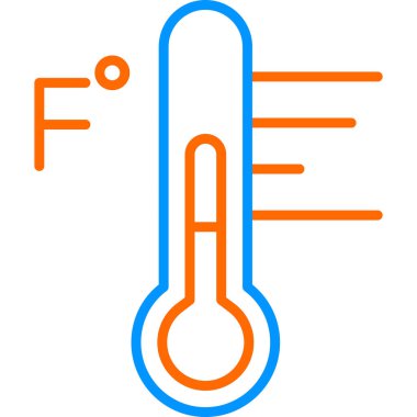 Fahrenheit Derece ile termometre simgesi, vektör illüstrasyonu