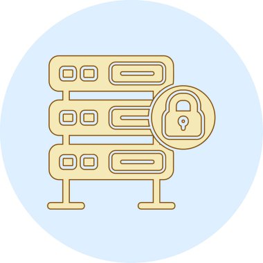 Şifrelenmiş sunucu simgesi, vektör illüstrasyonu basit tasarım