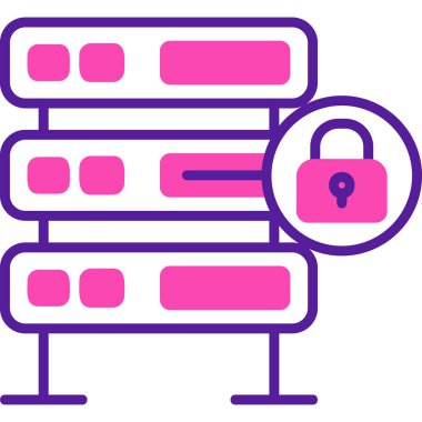 Şifrelenmiş sunucu simgesi, vektör illüstrasyonu basit tasarım