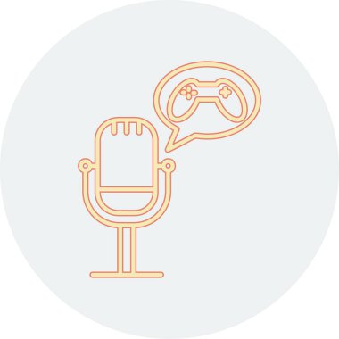 Mikrofon ve joystick, oyun akış ekipmanları konsepti çizimi