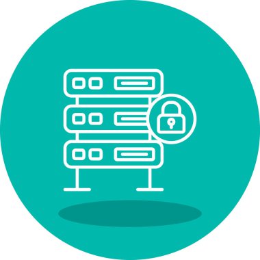 Şifrelenmiş sunucu simgesi, vektör illüstrasyonu basit tasarım