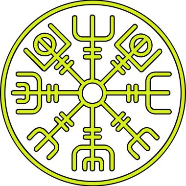 Vegvisir runik pusula simgesi, vektör illüstrasyonu.