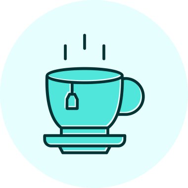 Bir fincan çay ağı simgesi, vektör illüstrasyonu 