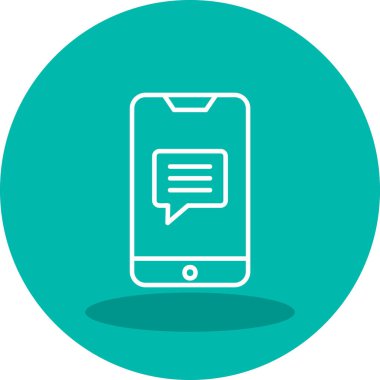 Ekran simgesinde konuşma balonu olan akıllı telefon, vektör illüstrasyon grafik tasarımı 