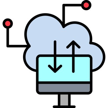 bulut hesaplama web simgesi vektör illüstrasyonu 