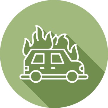 Araba yanıyor. Web simgesi basit illüstrasyon