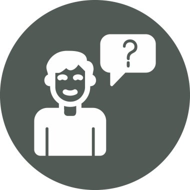 Müşteri Soru simgesi, vektör illüstrasyonu. Logotype. Konuşma balonunda soru işareti olan çocuk Avatar 'ı  