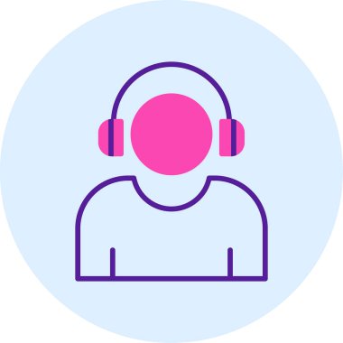 Etkilendirici kulaklık takar Web simgesi, vektör illüstrasyonu