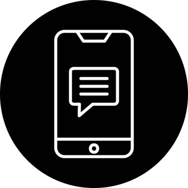 Ekran simgesinde konuşma balonu olan akıllı telefon, vektör illüstrasyon grafik tasarımı 