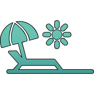 Yaz tatili, plaj ikonu, vektör illüstrasyonu