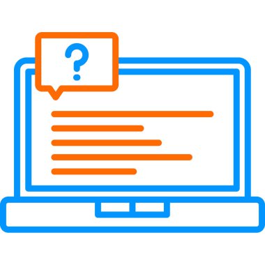  Soru işareti olan dizüstü bilgisayar simgesi. Vektör illüstrasyonu 