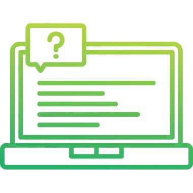  Soru işareti olan dizüstü bilgisayar simgesi. Vektör illüstrasyonu 