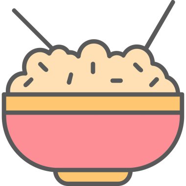 Pirinç kasesi. Web simgesi basit illüstrasyon            