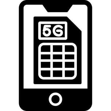 Smartphone 5g Sim web simgesi vektör illüstrasyonu