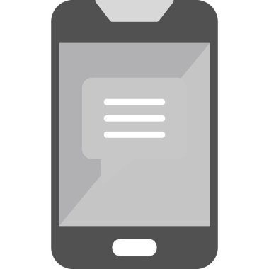 Ekran simgesinde konuşma balonu olan akıllı telefon, vektör illüstrasyon grafik tasarımı 