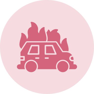 Araba yanıyor. Web simgesi basit illüstrasyon