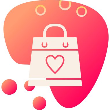 Aşk ikonlu alışveriş çantası, vektör illüstrasyonu