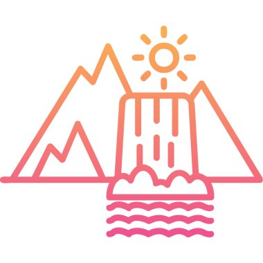 Dağların simgesindeki bir şelalenin vektör çizimi 