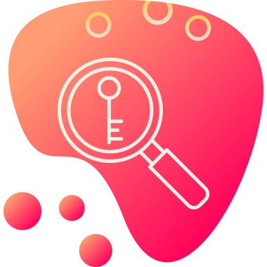 Anahtarlı büyüteç, vektör illüstrasyonu basit tasarım