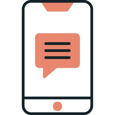 Ekran simgesinde konuşma balonu olan akıllı telefon, vektör illüstrasyon grafik tasarımı 