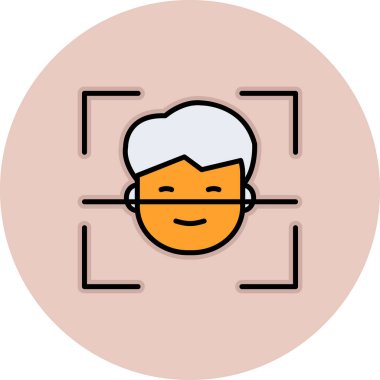 Yüz Tanıma simgesi, vektör illüstrasyonu basit tasarım