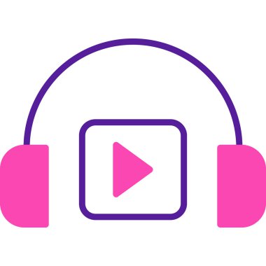 Podacast Dinleme eşleşmeli ikon vektör çizimi
