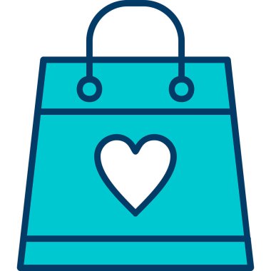 Aşk ikonlu alışveriş çantası, vektör illüstrasyonu