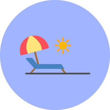 Yaz tatili, plaj ikonu, vektör illüstrasyonu