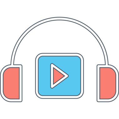 Podacast Dinleme eşleşmeli ikon vektör çizimi