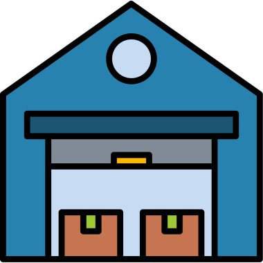 Depo binası. Web simgesi basit illüstrasyon