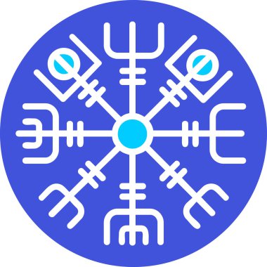 Vegvisir runik pusula simgesi, vektör illüstrasyonu.