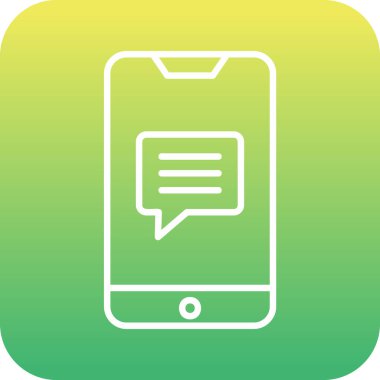 Ekran simgesinde konuşma balonu olan akıllı telefon, vektör illüstrasyon grafik tasarımı 