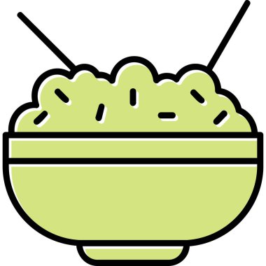 Pirinç kasesi. Web simgesi basit illüstrasyon            