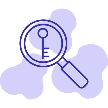 Anahtarlı büyüteç, vektör illüstrasyonu basit tasarım