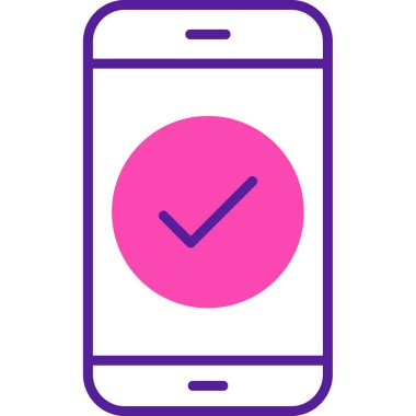 Tik işaretli telefon, vektör illüstrasyonu basit tasarım