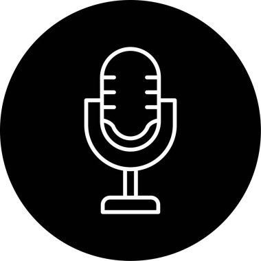 Retro mikrofon simgesi, vektör çizim 