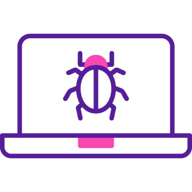 bilgisayar zararlı yazılım simgesi, vektör illüstrasyonu basit tasarım