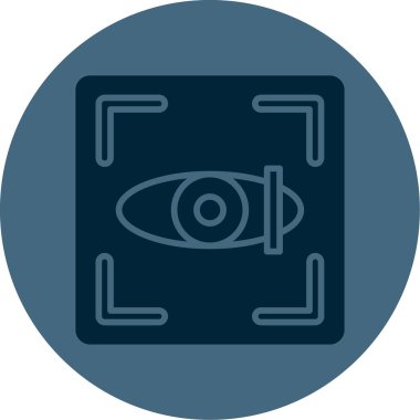 Göz Tarama Ağı simgesi, vektör illüstrasyonu. Tarama çerçevesi vektör ana hatları işaretli dijital göz