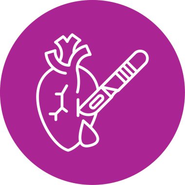 Kalp cerrahisi simgesi, vektör çizimi basit tasarım