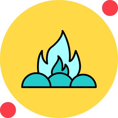 Kamp ateşi simgesi, vektör illüstrasyonu, düz tasarım 