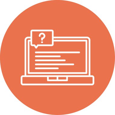  Soru işareti olan dizüstü bilgisayar simgesi. Vektör illüstrasyonu 