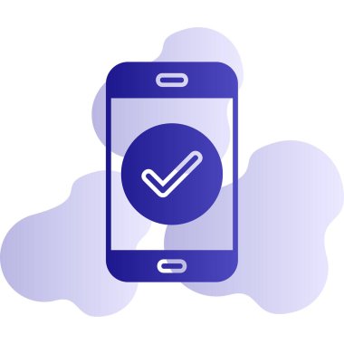 Tik işaretli telefon, vektör illüstrasyonu basit tasarım