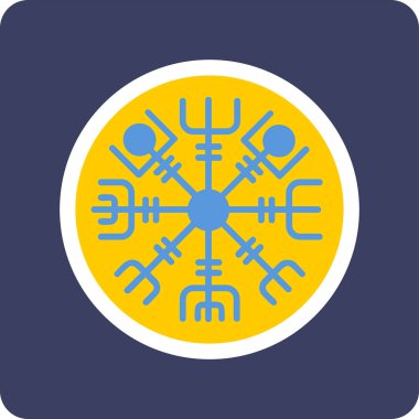 Vegvisir runik pusula simgesi, vektör illüstrasyonu.