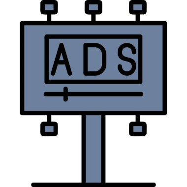 Reklam panosu simgesi, vektör illüstrasyonu basit tasarım