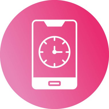 saat ve vektör illüstrasyonlu cep telefonu