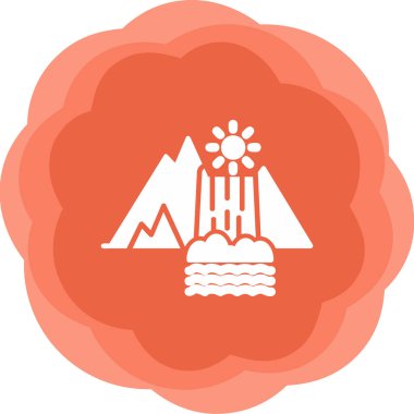 Dağların simgesindeki bir şelalenin vektör çizimi 