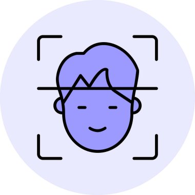Yüz Tanıma vektör simgesi izole edildi. Yüz logosu taranıyor.