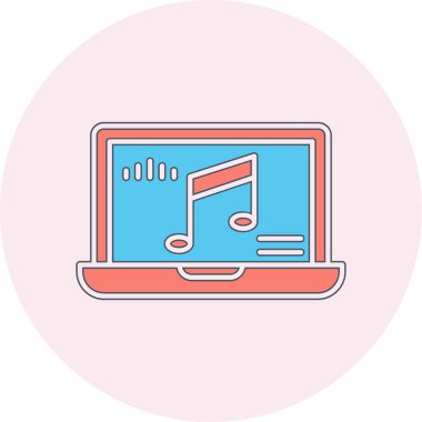 dizüstü bilgisayar vektör illüstrasyonu üzerine nota