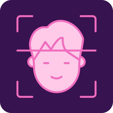 Yüz Tanıma vektör simgesi izole edildi. Yüz logosu taranıyor.