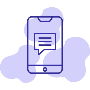 Ekran simgesinde konuşma balonu olan akıllı telefon, vektör illüstrasyon grafik tasarımı 